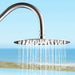 Costera Duna Freestanding Cold Water Outdoor Shower with 10" Rain Head & Foot Rinse Spout – Brushed Nickel