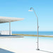 Costera Duna Freestanding Cold Water Outdoor Shower with 10" Rain Head & Foot Rinse Spout – Brushed Nickel