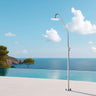 Costera Duna Freestanding Cold Water Outdoor Shower with 10" Rain Head & Foot Rinse Spout – Brushed Nickel