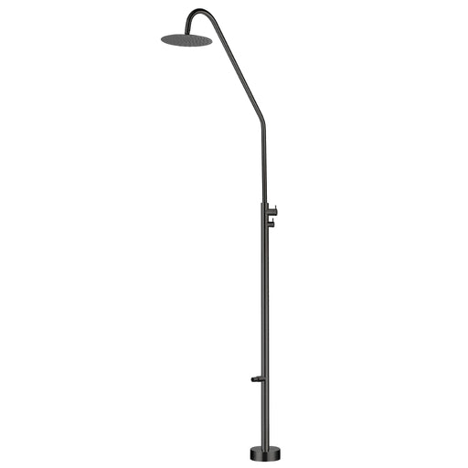 Costera Duna Matte Black Outdoor Shower Column with 10" Rain Head & Foot Wash Spout