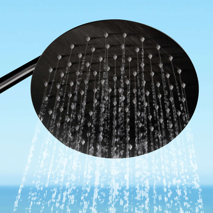 Costera Duna Matte Black Outdoor Shower Column with 10" Rain Head & Foot Wash Spout