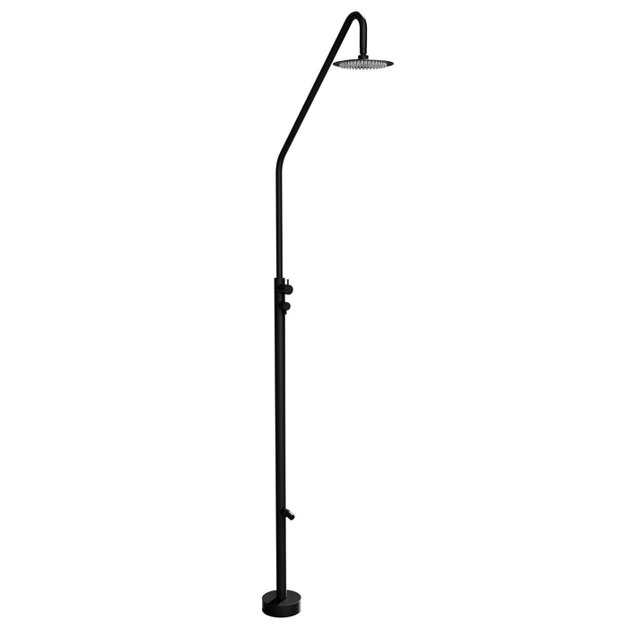 Costera Duna Matte Black Outdoor Shower Column with 10" Rain Head & Foot Wash Spout
