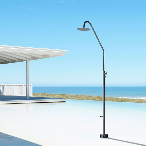 Costera Duna Matte Black Outdoor Shower Column with 10" Rain Head & Foot Wash Spout