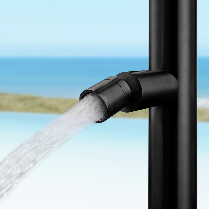 Costera Duna Matte Black Outdoor Shower Column with 10" Rain Head & Foot Wash Spout