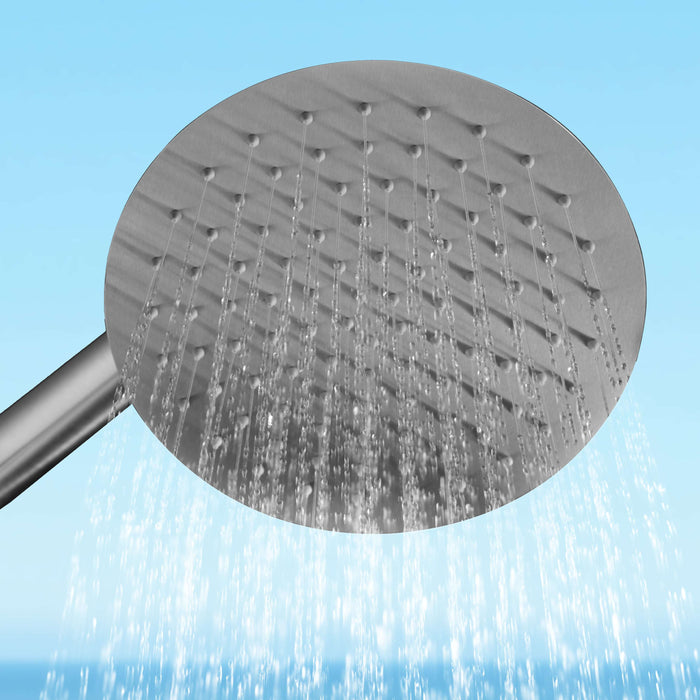 Costera Isla 2-Function Cold Water Outdoor Shower with 10" Rain Head & Foot Rinse – Brushed Nickel