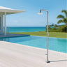 Costera Isla 2-Function Cold Water Outdoor Shower with 10" Rain Head & Foot Rinse – Brushed Nickel