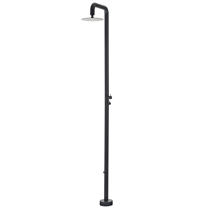 Costera Isla Matte Black Outdoor Shower Column with Rain Head & Foot Wash Spout