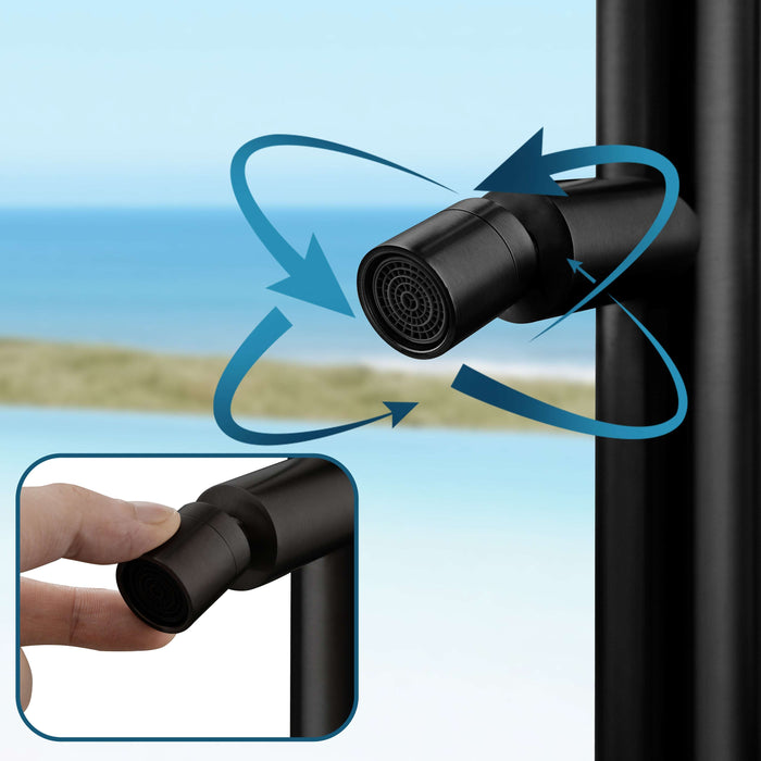 Costera Isla Matte Black Outdoor Shower Column with Rain Head & Foot Wash Spout
