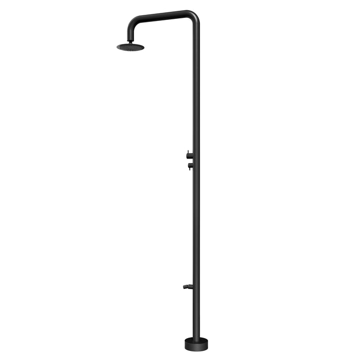 Costera Isla Matte Black Outdoor Shower Column with Rain Head & Foot Wash Spout