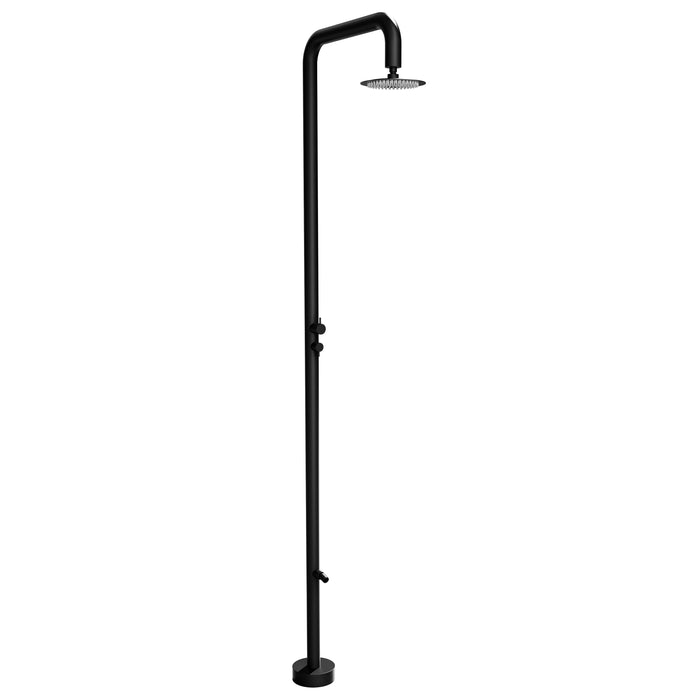Costera Isla Matte Black Outdoor Shower Column with Rain Head & Foot Wash Spout