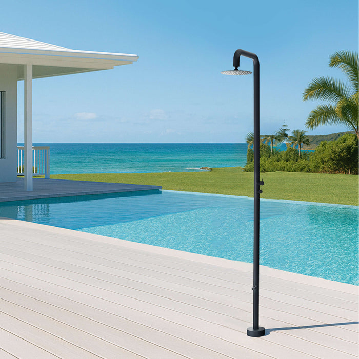 Costera Isla Matte Black Outdoor Shower Column with Rain Head & Foot Wash Spout