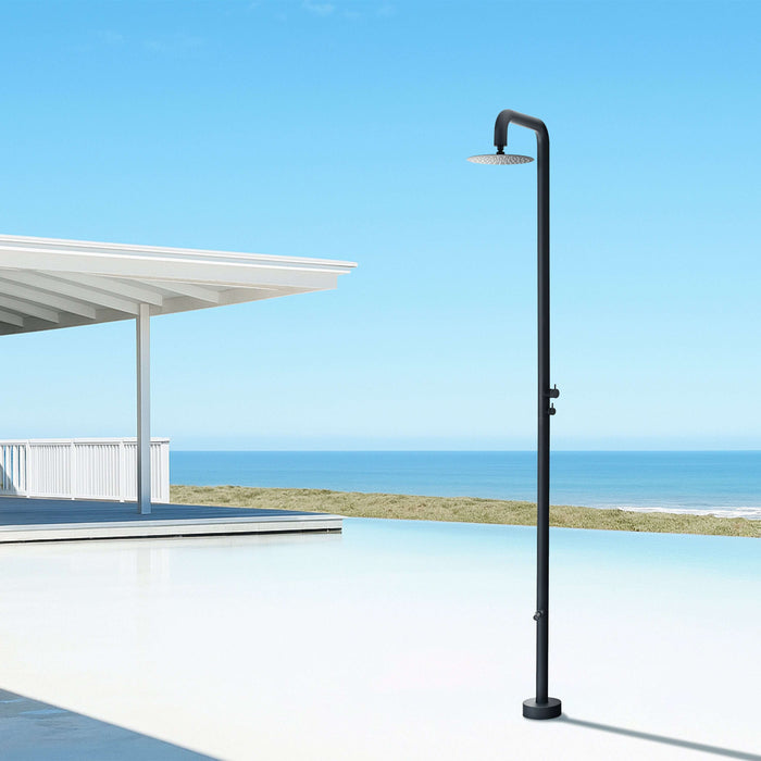 Costera Isla Matte Black Outdoor Shower Column with Rain Head & Foot Wash Spout