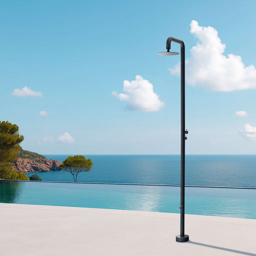 Costera Isla Matte Black Outdoor Shower Column with Rain Head & Foot Wash Spout