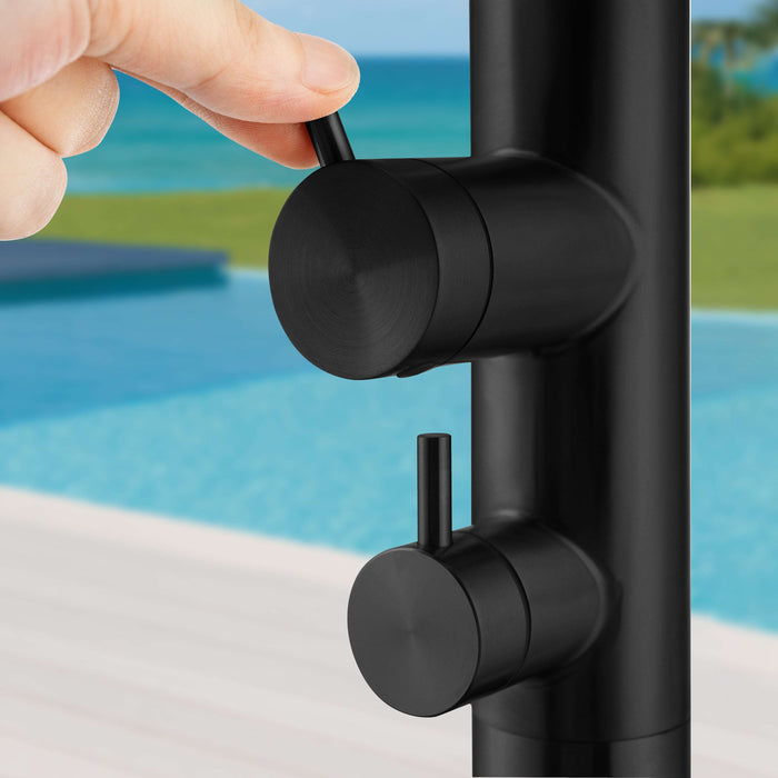 Costera Isla Matte Black Outdoor Shower Column with Rain Head & Foot Wash Spout