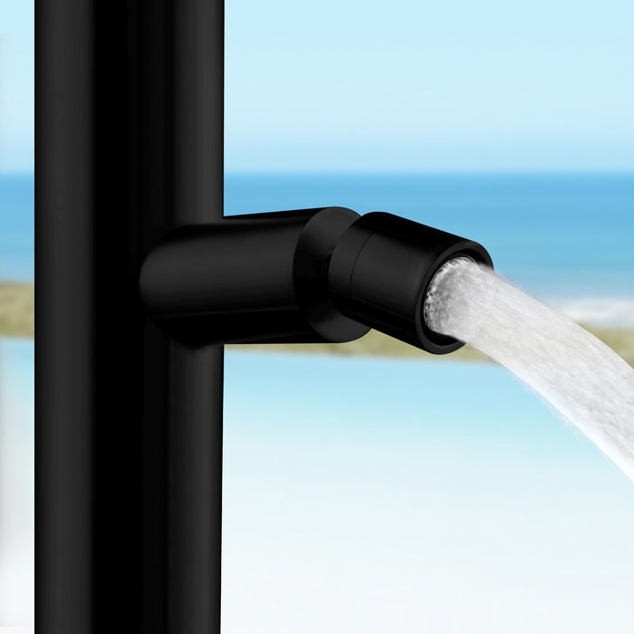 Costera Isla Matte Black Outdoor Shower Column with Rain Head & Foot Wash Spout