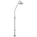 Costera Luna Push-Button Cold Water Outdoor Shower with Self-Closing Valves & Foot Spout – Brushed Nickel