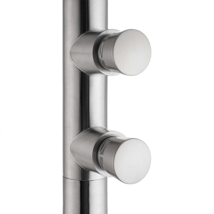 Costera Luna Push-Button Cold Water Outdoor Shower with Self-Closing Valves & Foot Spout – Brushed Nickel