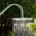 Costera Luna Push-Button Cold Water Outdoor Shower with Self-Closing Valves & Foot Spout – Brushed Nickel