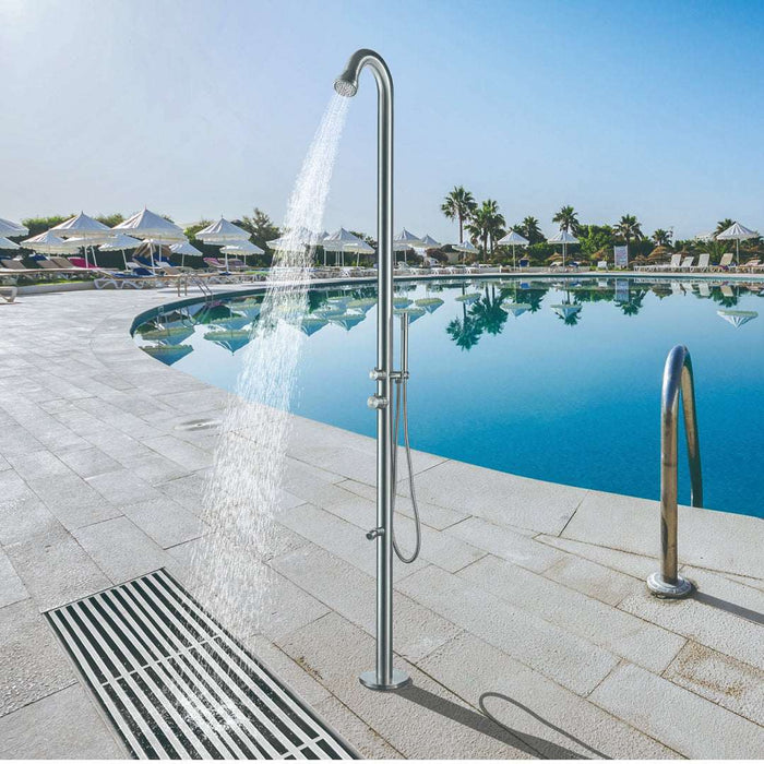 Costera Marbella Poolside Outdoor Shower with Hand Wand & Foot Wash Station – Brushed 316 Stainless Steel