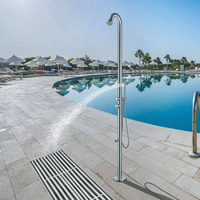 Costera Marbella Poolside Outdoor Shower with Hand Wand & Foot Wash Station – Brushed 316 Stainless Steel