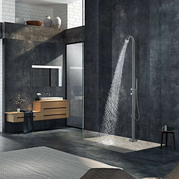 Costera Marbella Poolside Outdoor Shower with Hand Wand & Foot Wash Station – Brushed 316 Stainless Steel