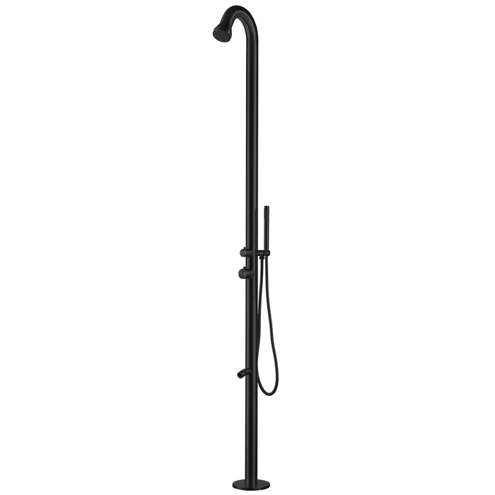 Costera Marbella Matte Black Exterior Shower Column with Hand Sprayer & Foot Rinse, Hot & Cold