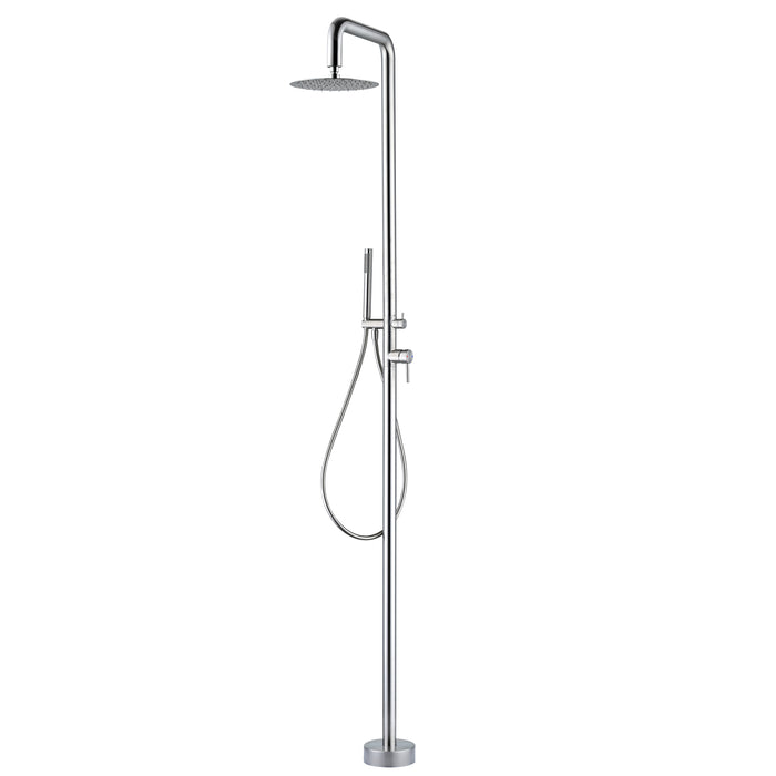 Costera Marea Hot & Cold Outdoor Shower with 10" Rain Head & Handheld Sprayer – Brushed Nickel