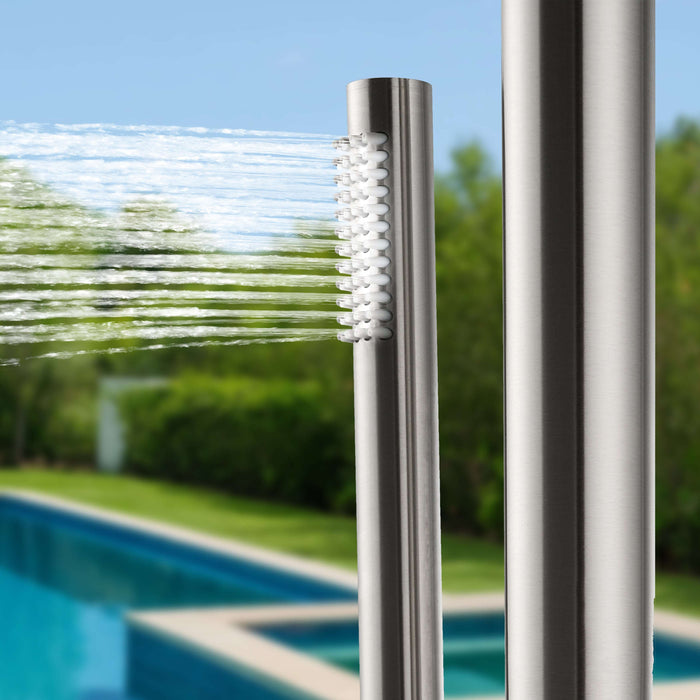Costera Marea Hot & Cold Outdoor Shower with 10" Rain Head & Handheld Sprayer – Brushed Nickel