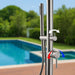 Costera Marea Hot & Cold Outdoor Shower with 10" Rain Head & Handheld Sprayer – Brushed Nickel
