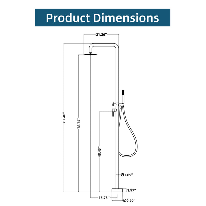 Costera Marea Hot & Cold Outdoor Shower with 10" Rain Head & Handheld Sprayer – Brushed Nickel