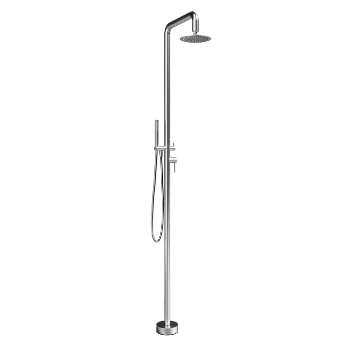 Costera Marea Hot & Cold Outdoor Shower with 10" Rain Head & Handheld Sprayer – Brushed Nickel