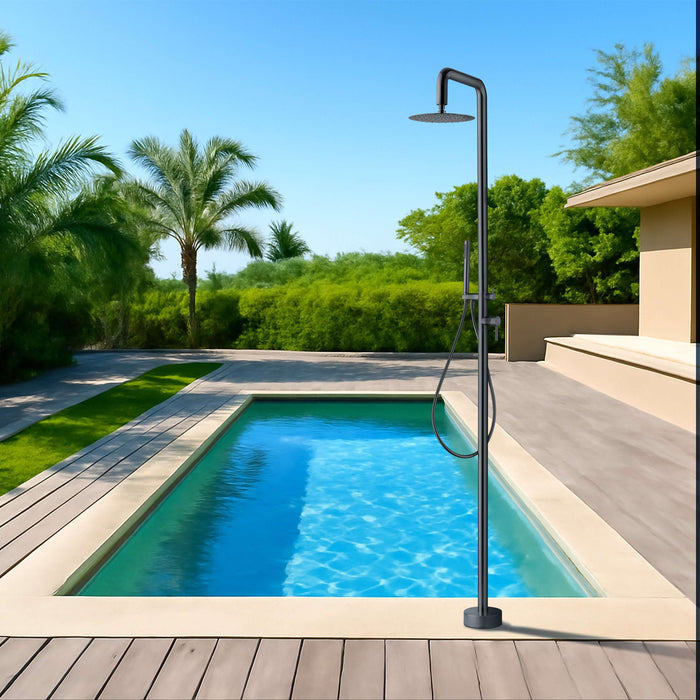 Costera Marea Matte Black Hot & Cold Outdoor Shower Column with Hand Shower
