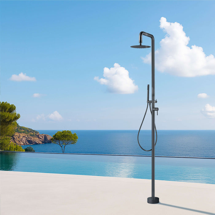 Costera Marea Matte Black Hot & Cold Outdoor Shower Column with Hand Shower