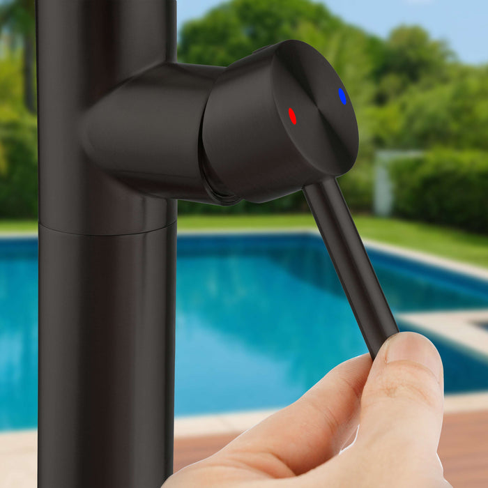 Costera Marea Matte Black Hot & Cold Outdoor Shower Column with Hand Shower