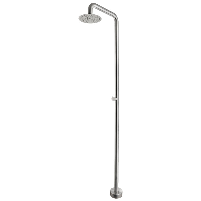 Costera Ola Freestanding Cold Water Outdoor Rain Shower, 10" Head – Brushed Nickel