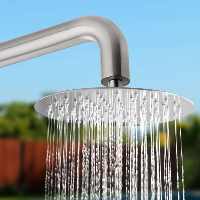 Costera Ola Freestanding Cold Water Outdoor Rain Shower, 10" Head – Brushed Nickel