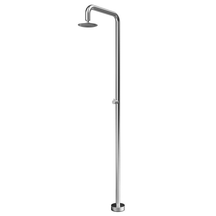 Costera Ola Freestanding Cold Water Outdoor Rain Shower, 10" Head – Brushed Nickel