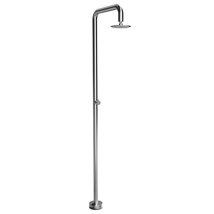 Costera Ola Freestanding Cold Water Outdoor Rain Shower, 10" Head – Brushed Nickel
