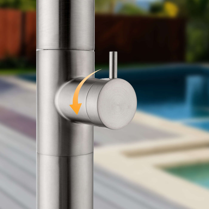 Costera Ola Freestanding Cold Water Outdoor Rain Shower, 10" Head – Brushed Nickel