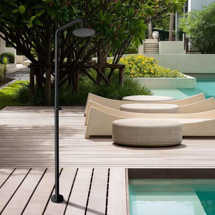 Costera Ola Matte Black Outdoor Rain Shower Column for Pools & Patios, 10" Head