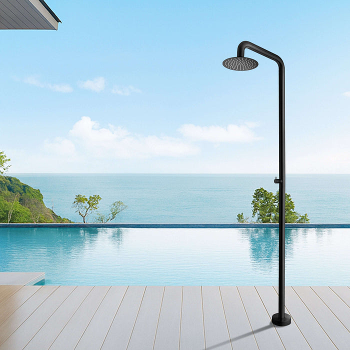 Costera Ola Matte Black Outdoor Rain Shower Column for Pools & Patios, 10" Head