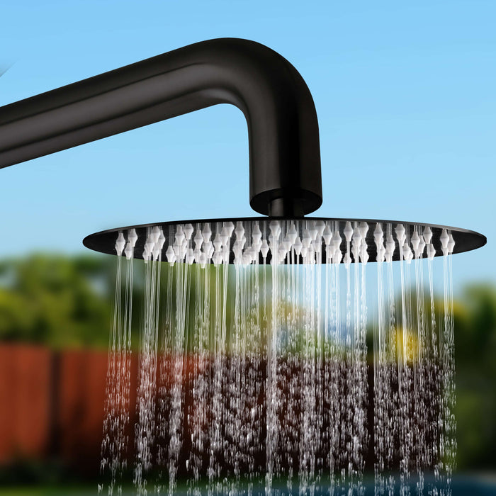 Costera Ola Matte Black Outdoor Rain Shower Column for Pools & Patios, 10" Head