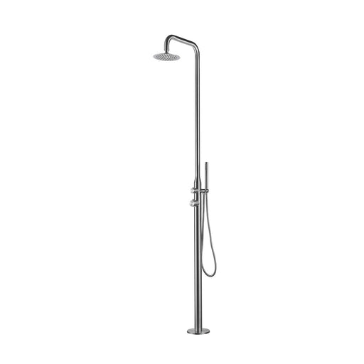 Costera Playa Freestanding Backyard Rain Shower with Handheld Sprayer – Brushed Stainless