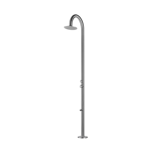 Costera Sereno 96-Inch Rainfall Outdoor Shower Tower with Foot Rinse – Brushed Stainless Steel