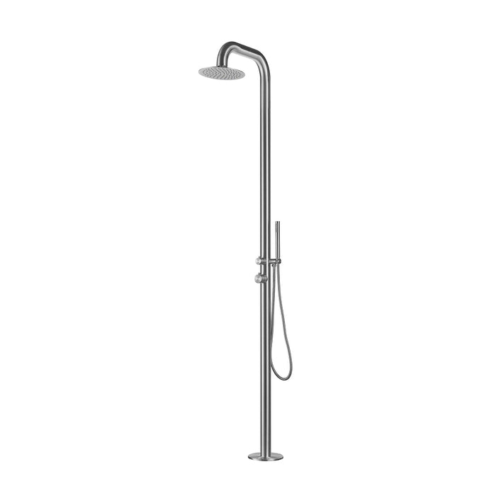 Costera Sol Designer Freestanding Pool Shower with Hand Shower – Brushed 316 Stainless