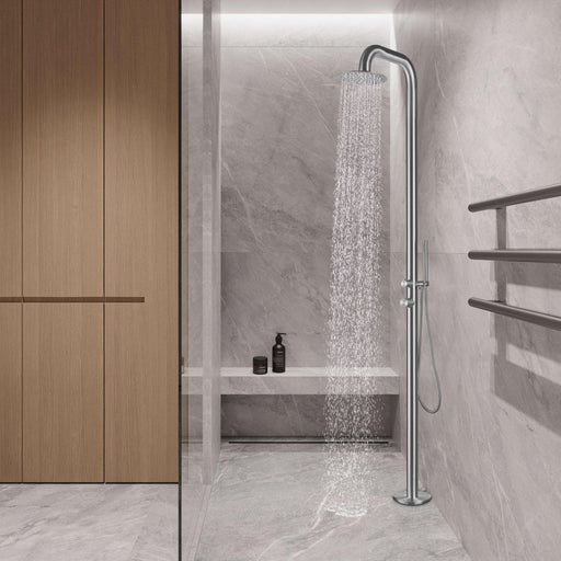 Costera Sol Designer Freestanding Pool Shower with Hand Shower – Brushed 316 Stainless