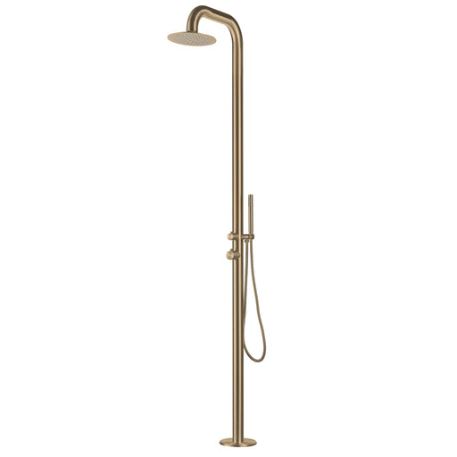 Costera Sol Gold Freestanding Shower Column for Luxury Pools, Hand Shower + Hot & Cold Mixer