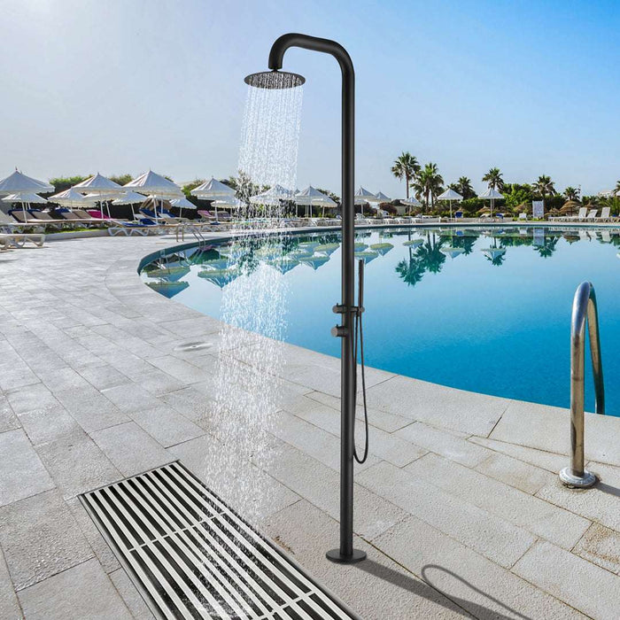 Costera Sol Matte Black Luxury Outdoor Shower Column for Modern Pools & Spas, Hot & Cold