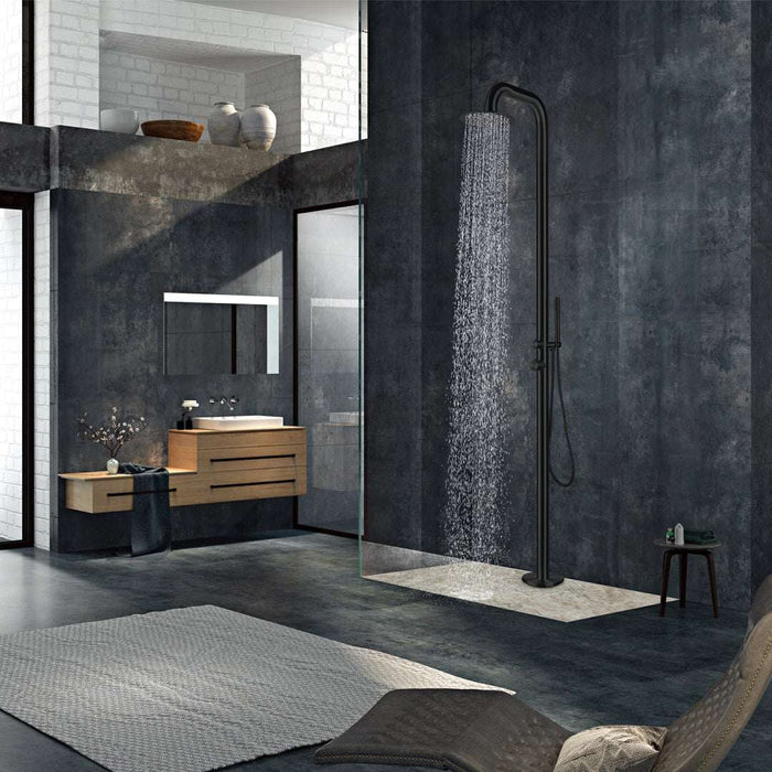 Costera Sol Matte Black Luxury Outdoor Shower Column for Modern Pools & Spas, Hot & Cold