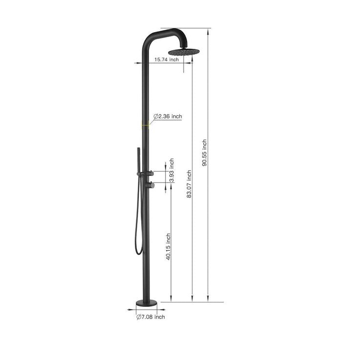 Costera Sol Matte Black Luxury Outdoor Shower Column for Modern Pools & Spas, Hot & Cold